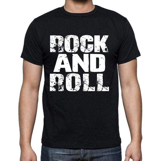 Rock And Roll White Letters Mens Short Sleeve Round Neck T-Shirt 00007