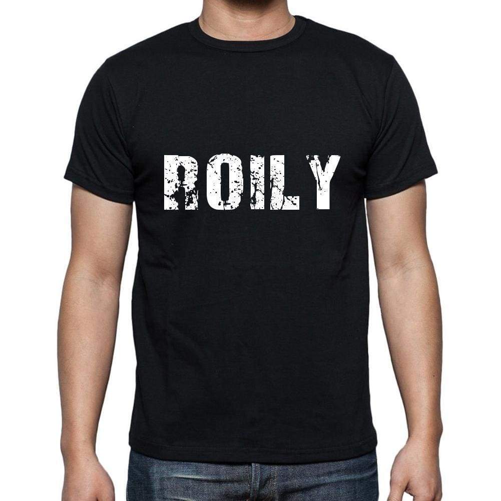 Roily Mens Short Sleeve Round Neck T-Shirt 5 Letters Black Word 00006 - Casual