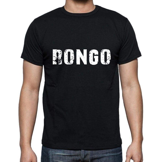 Rongo Mens Short Sleeve Round Neck T-Shirt 5 Letters Black Word 00006 - Casual