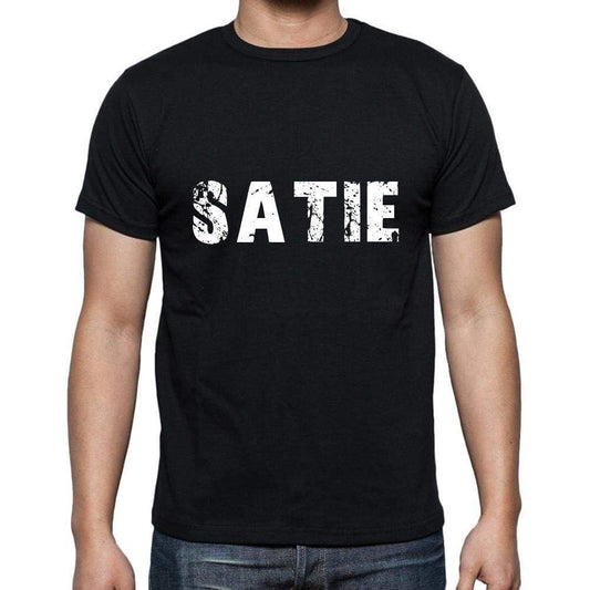 Satie Mens Short Sleeve Round Neck T-Shirt 5 Letters Black Word 00006 - Casual
