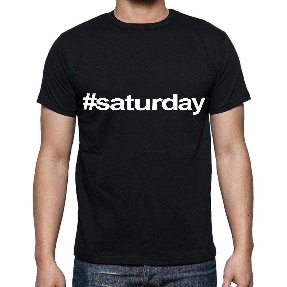 Saturday White Letters Mens Short Sleeve Round Neck T-Shirt 00007
