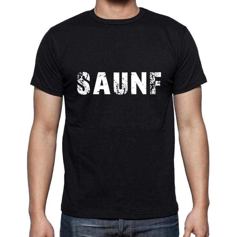 Saunf Mens Short Sleeve Round Neck T-Shirt 5 Letters Black Word 00006 - Casual