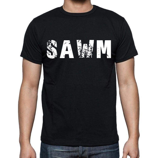 Sawm Mens Short Sleeve Round Neck T-Shirt 4 Letters Black - Casual