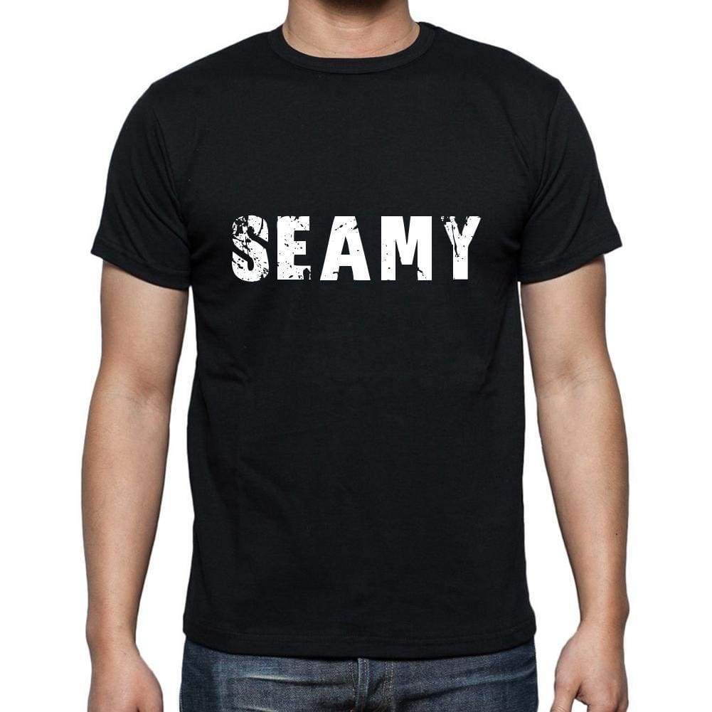 Seamy Mens Short Sleeve Round Neck T-Shirt 5 Letters Black Word 00006 - Casual