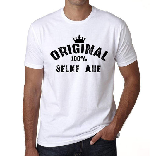 Selke Aue 100% German City White Mens Short Sleeve Round Neck T-Shirt 00001 - Casual