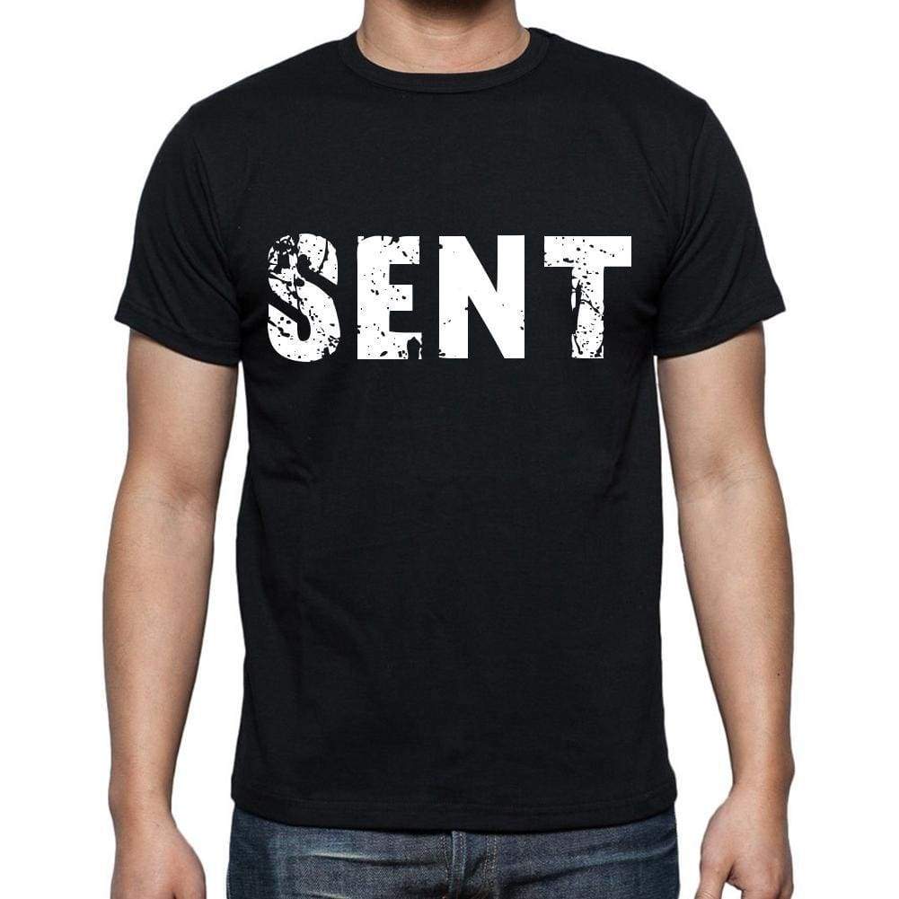 Sent Mens Short Sleeve Round Neck T-Shirt 4 Letters Black - Casual