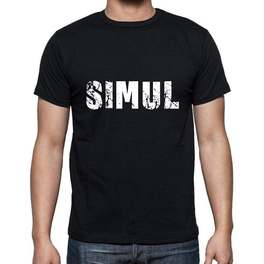 simul Men's Short Sleeve Round Neck T-shirt , 5 letters Black , word 00006 - Ultrabasic