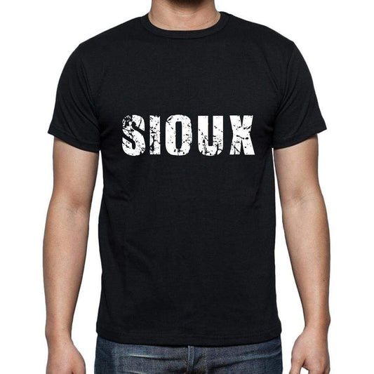 Sioux Mens Short Sleeve Round Neck T-Shirt 5 Letters Black Word 00006 - Casual
