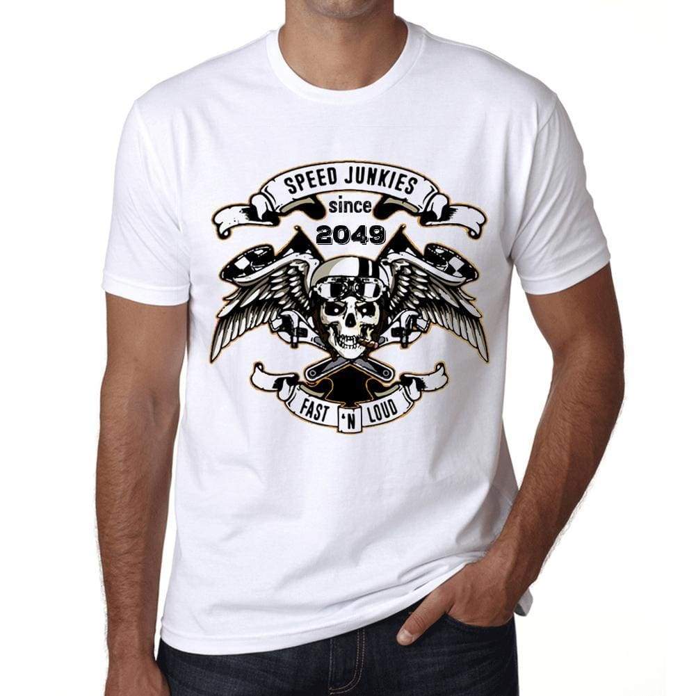 Speed Junkies Since 2049 Mens T-Shirt White Birthday Gift 00461 - White / Xs - Casual