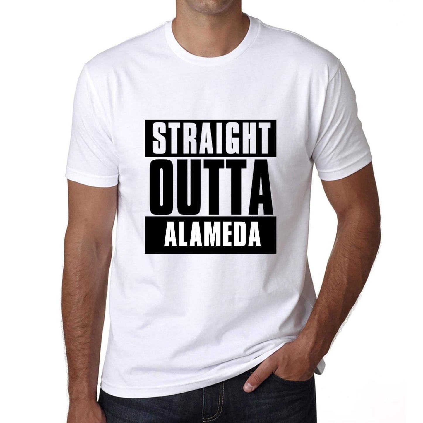 Straight Outta Alameda Mens Short Sleeve Round Neck T-Shirt 00027 - White / S - Casual