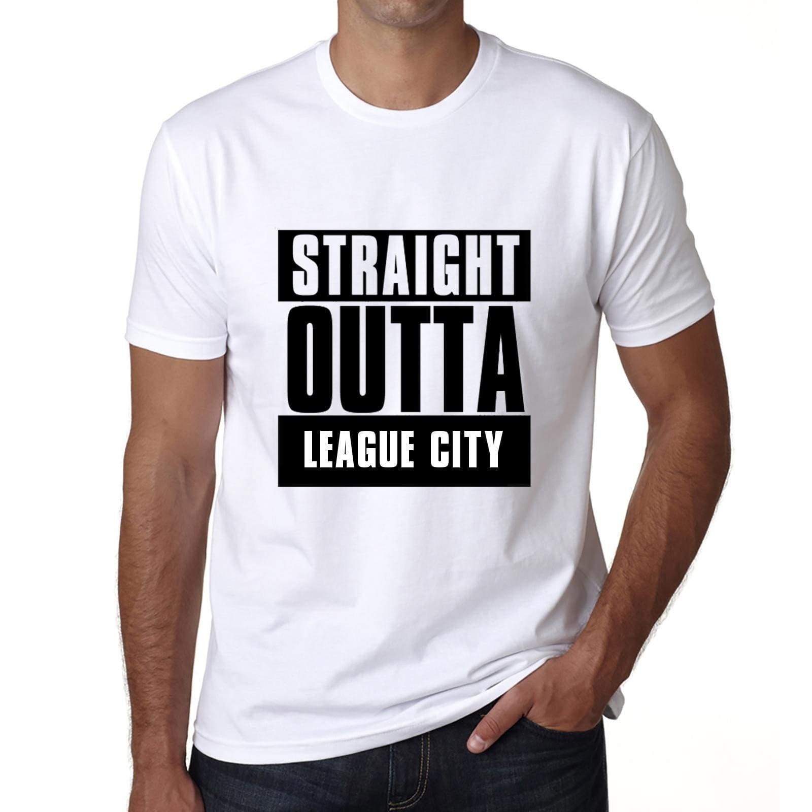 Straight Outta League City Mens Short Sleeve Round Neck T-Shirt 00027 - White / S - Casual