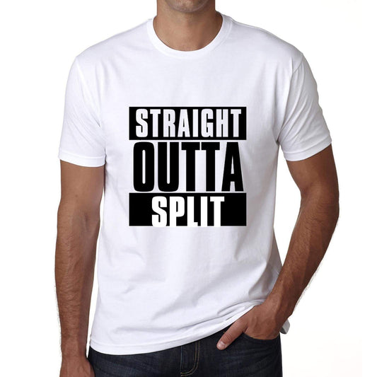 Straight Outta Split Mens Short Sleeve Round Neck T-Shirt 00027 - White / S - Casual