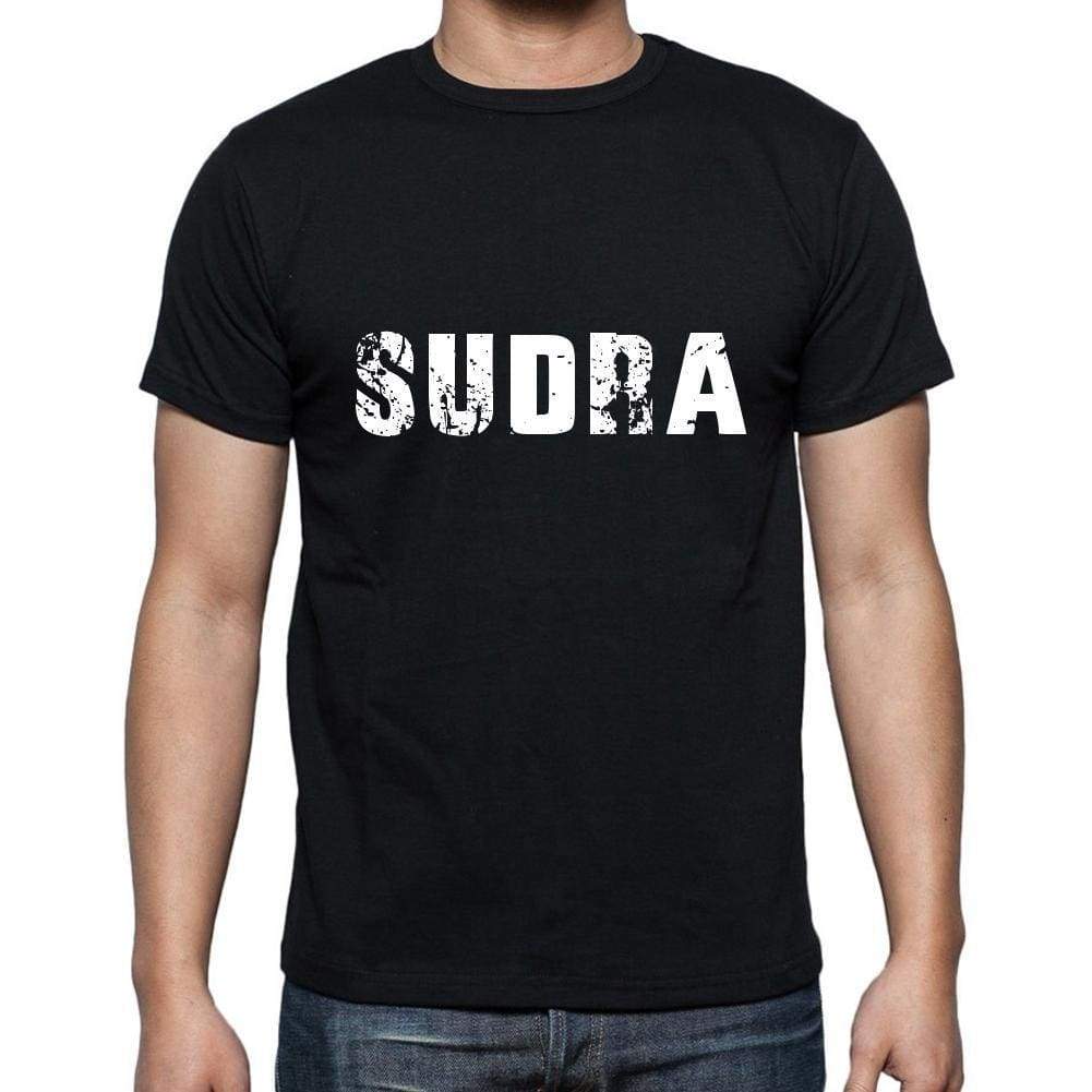 Sudra Mens Short Sleeve Round Neck T-Shirt 5 Letters Black Word 00006 - Casual