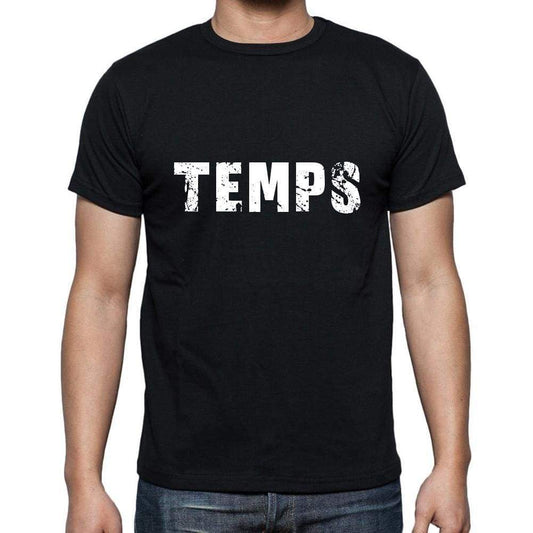 Temps Mens Short Sleeve Round Neck T-Shirt 5 Letters Black Word 00006 - Casual