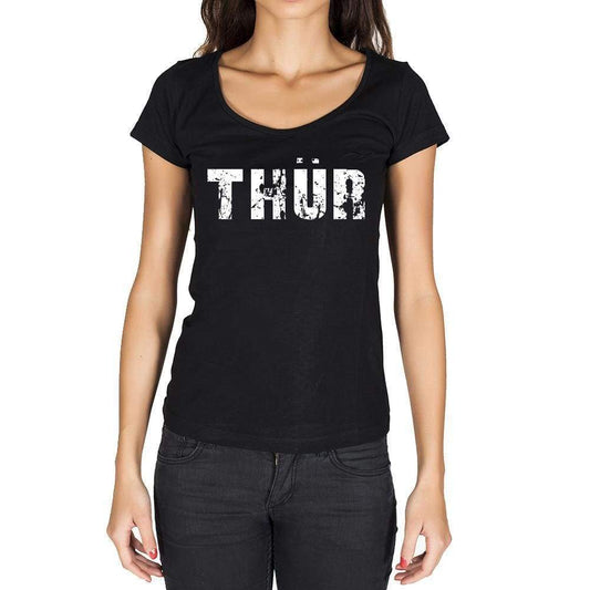 Thür German Cities Black Womens Short Sleeve Round Neck T-Shirt 00002 - Casual