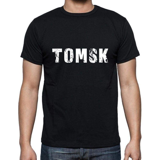 Tomsk Mens Short Sleeve Round Neck T-Shirt 5 Letters Black Word 00006 - Casual