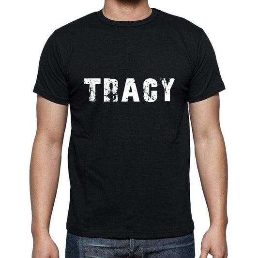 Tracy Mens Short Sleeve Round Neck T-Shirt 5 Letters Black Word 00006 - Casual