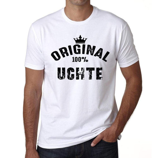 Uchte 100% German City White Mens Short Sleeve Round Neck T-Shirt 00001 - Casual