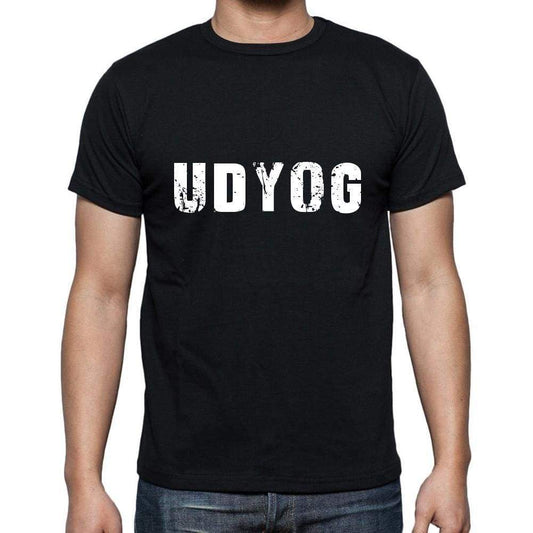 Udyog Mens Short Sleeve Round Neck T-Shirt 5 Letters Black Word 00006 - Casual