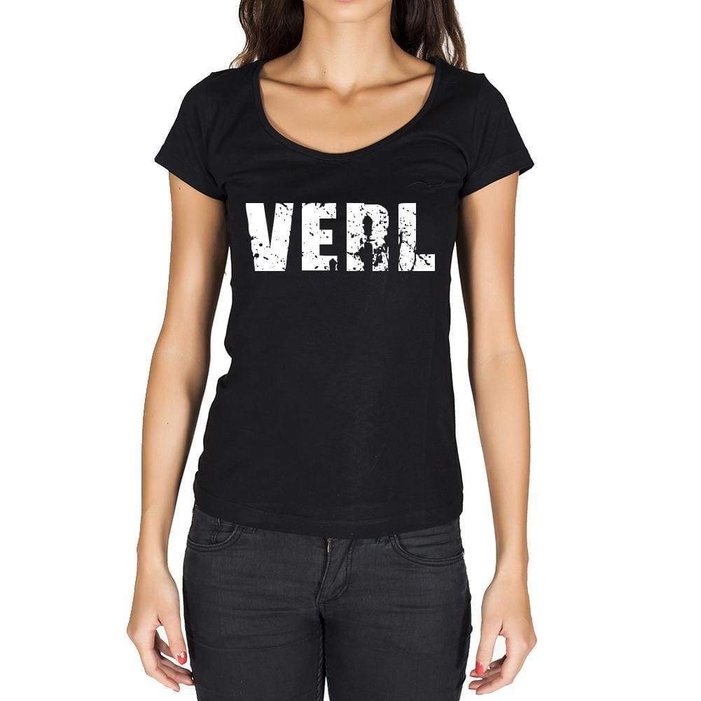Verl German Cities Black Womens Short Sleeve Round Neck T-Shirt 00002 - Casual