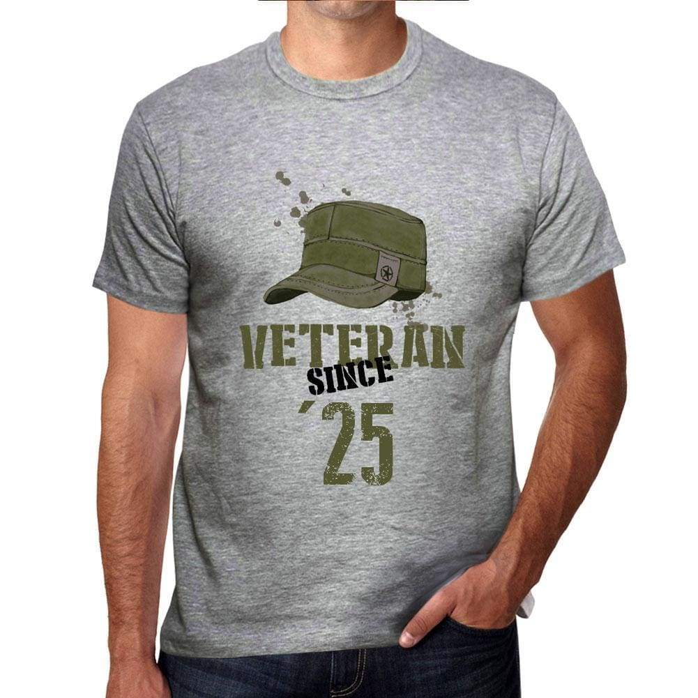 Veteran Since 25 Mens T-Shirt Grey Birthday Gift 00435 - Grey / S - Casual