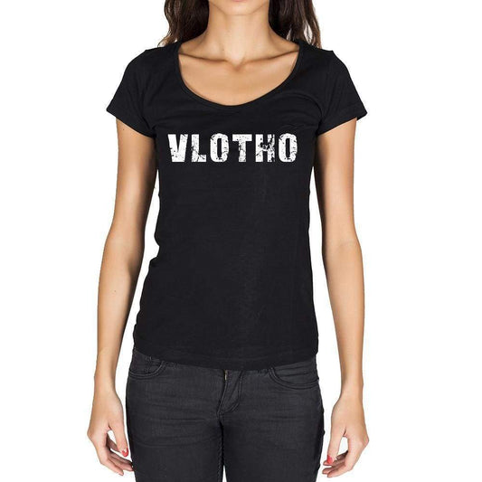 Vlotho German Cities Black Womens Short Sleeve Round Neck T-Shirt 00002 - Casual