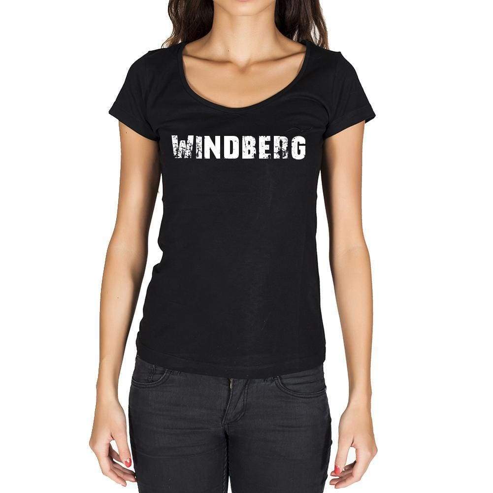 Windberg German Cities Black Womens Short Sleeve Round Neck T-Shirt 00002 - Casual
