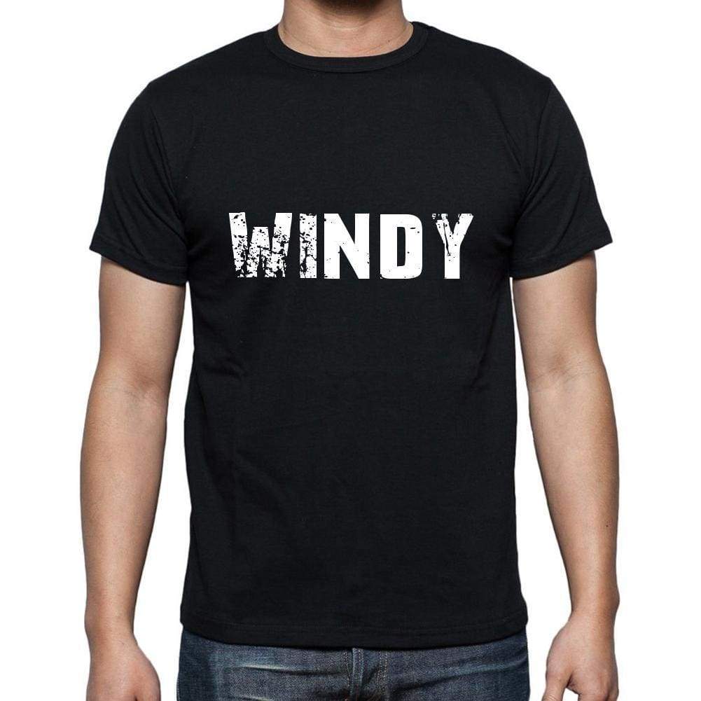 windy Men's Short Sleeve Round Neck T-shirt , 5 letters Black , word 00006 - Ultrabasic