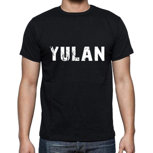 Yulan Mens Short Sleeve Round Neck T-Shirt 5 Letters Black Word 00006 - Casual